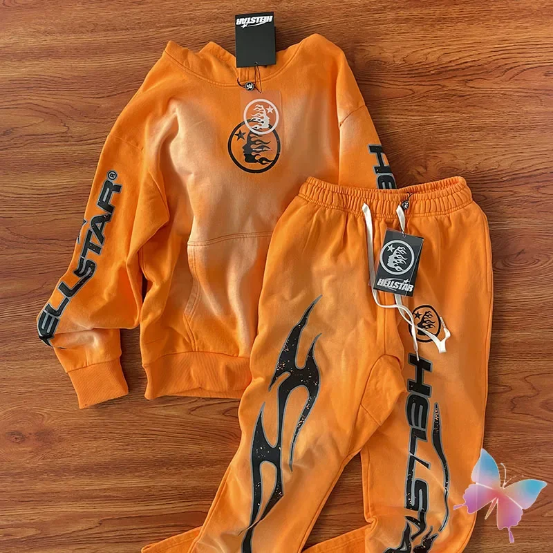 Stock Streetwear Hellstar Hoodies Vintage Cotton Flame Portrait Original Label Hooded Pullover Men Women Sweatshirts Tracksuit