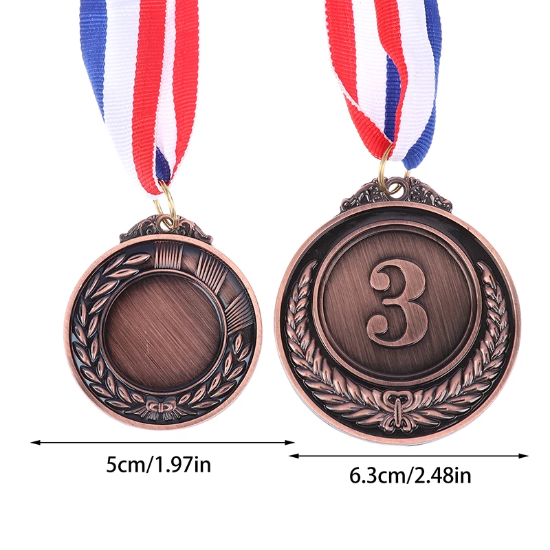 50/63MM Gold Silver Bronze Metal Award Medals Winner Reward Football Competition Prizes For Sports Academics Encourage Badge
