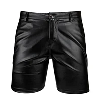 Men's Leather Shorts Elastic Fashion PU Leather Short Pants Dance & Party 1