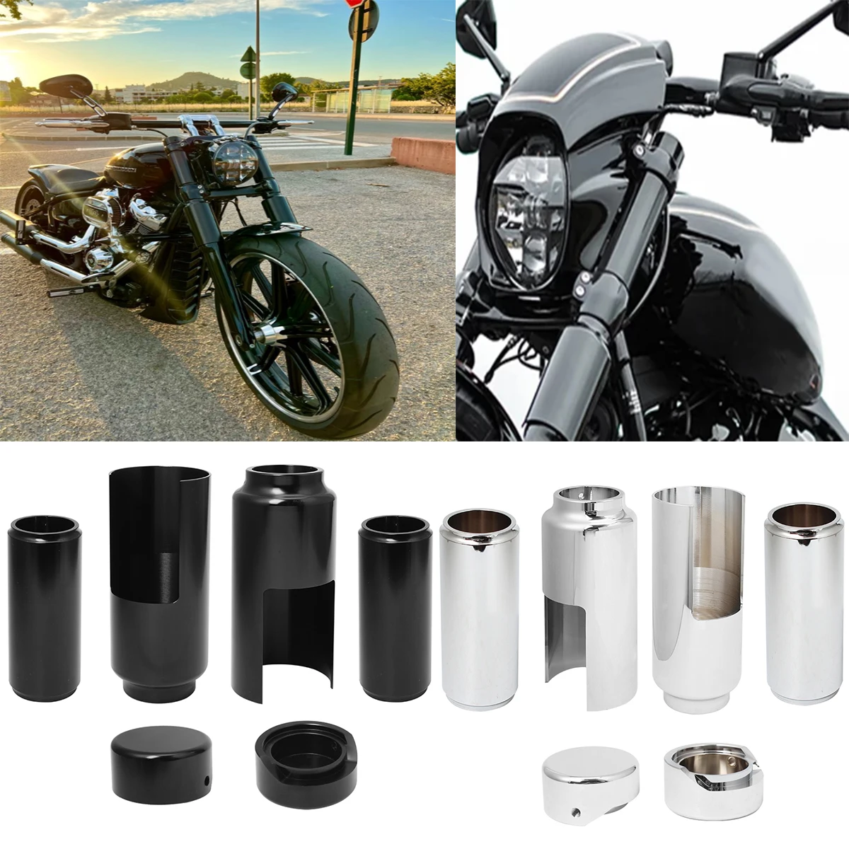 Front Upper Lower Fork Cover Kit Harley Street Bob Fork Covers Motorcycle Aliexpress