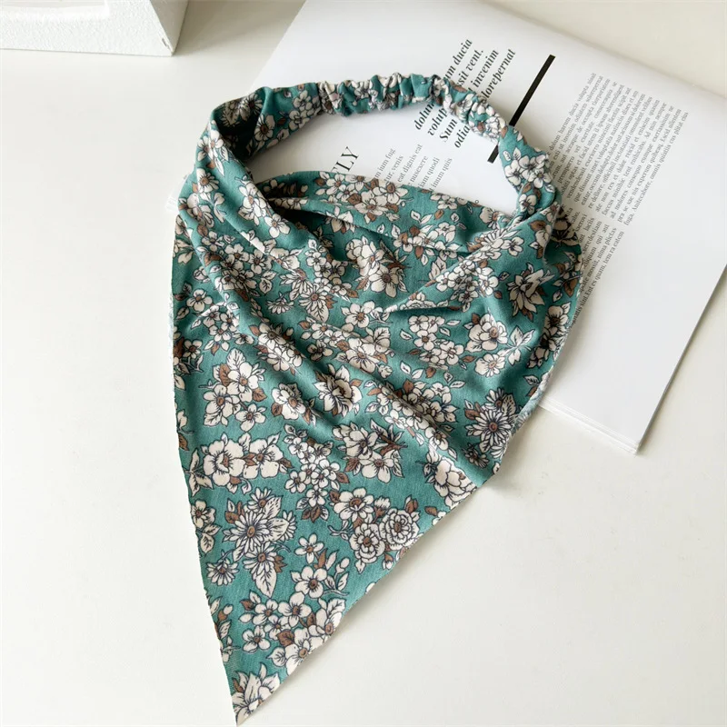 Neue Boho Dreieck Bandanas Baumwolle Blumen druck elastische Haar bänder Stirnband Haarband Haar gummis Haar Schal Mädchen Haarschmuck – Detail 20