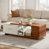 Extendable Wood Coffee Table with 2 Drawers, 43"-65" Length Adjustable Rectangular Dual-Tone Center Table with Storag 3