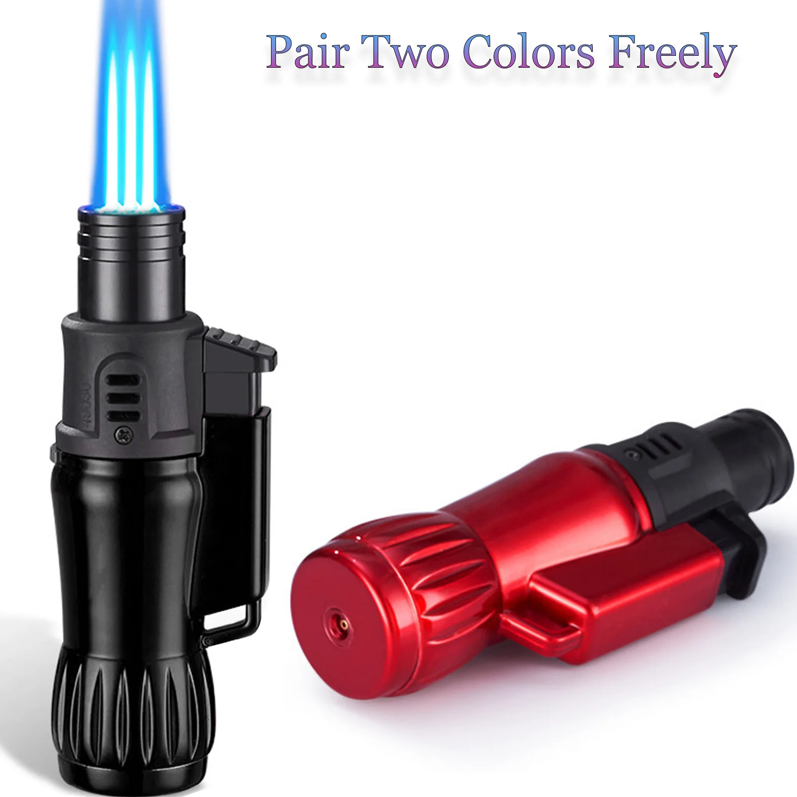 Triple Jet Flame Torch Lighter Windproof Design Refillable Butane Gas 2pcs/Set Jet 3 Flame Lighters for Gifts Without Butane bbq lighter butane gas lighter cigarette lighter