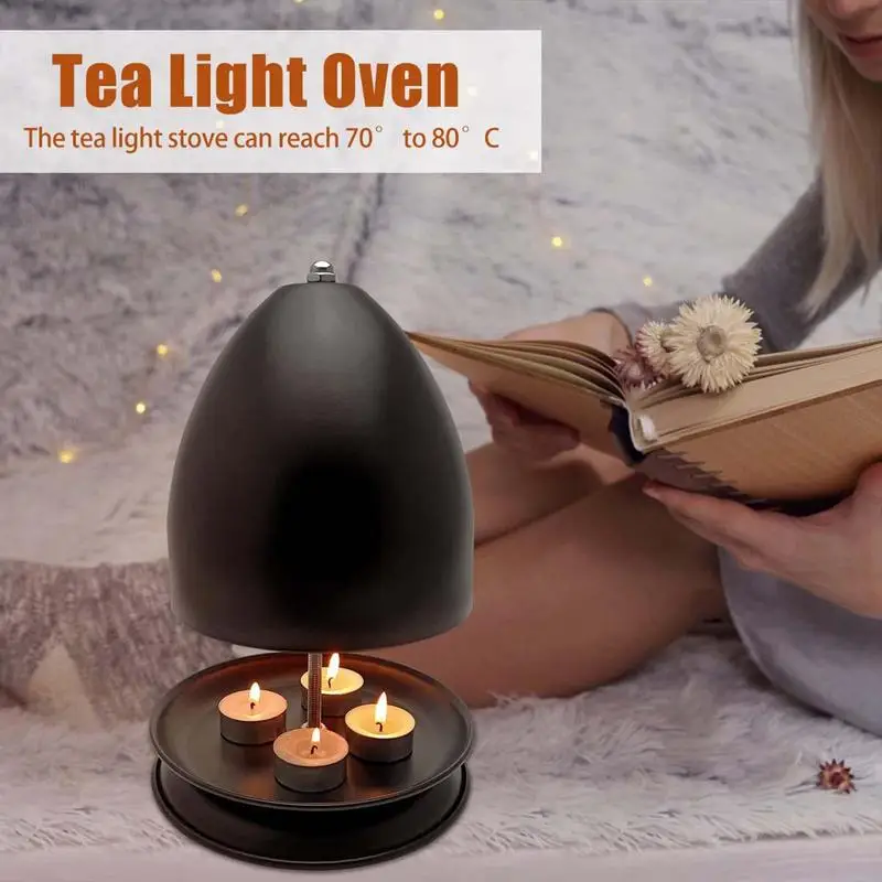 Candle heater kit tea light candle heater metal tea light stove and oven large space candle oven and heating holder hand warmer for offices