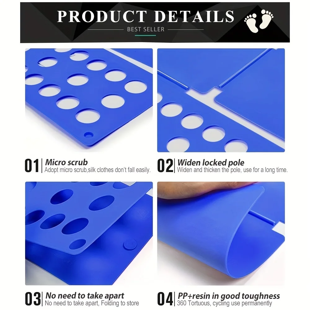 68cm/48cm Plastic Clothes Folding Board Durable Kids Laundry Folder Easy and Fast Shirt Folding Board Home Storage Tool for Kids 6