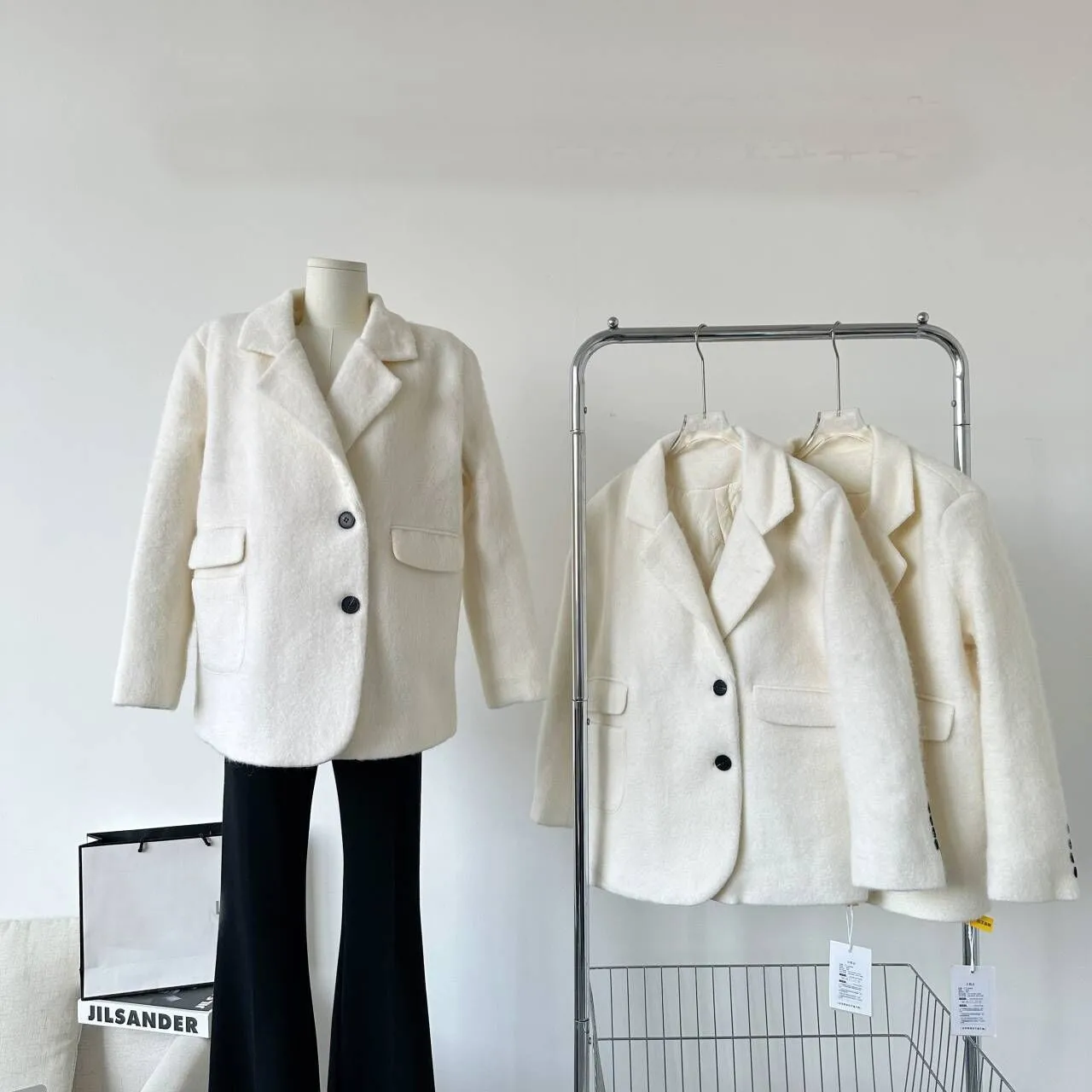 

Women's Elegant Wool Long Sleeve Loose Jacket Lady Autumn Winter Thick Solid Color Thick Warm Outwear