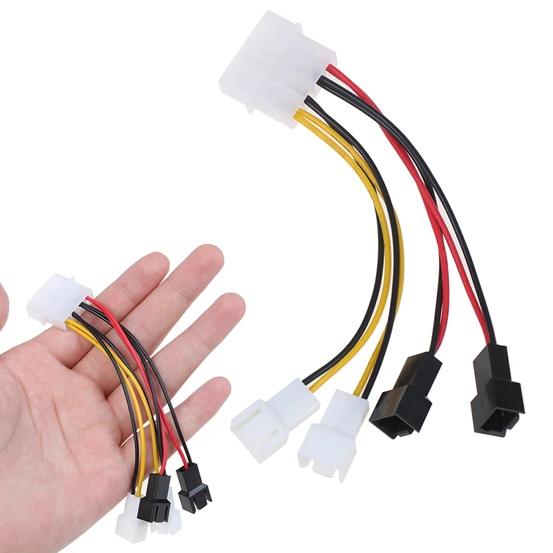 1pc 4-Pin Molex to 3-Pin fan adapter connector 12v*2/ 5v*2 computer cooling fan cables for CPU PC case cable power cable adapter converter cable
