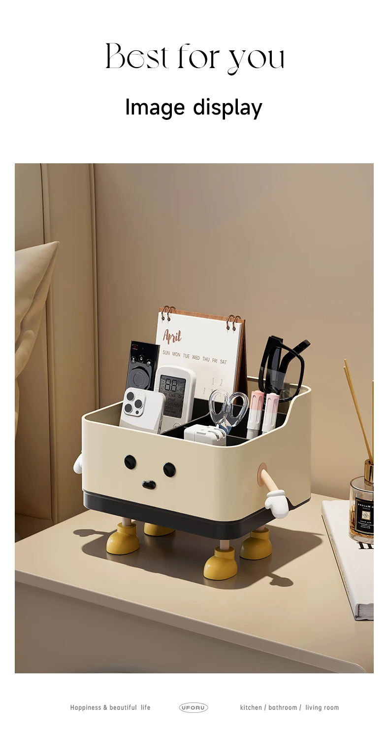 Cute Cartoon Style Desktop Storage Box Remote Control Sorting Box