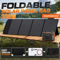 Panneau solaire pliable portable de 400 W, chargeur solaire à haut rendement, alimentation de secours pour stations d'alimentation, batteries externes, camping-cars, camping et activités de plein air, 200 W 1