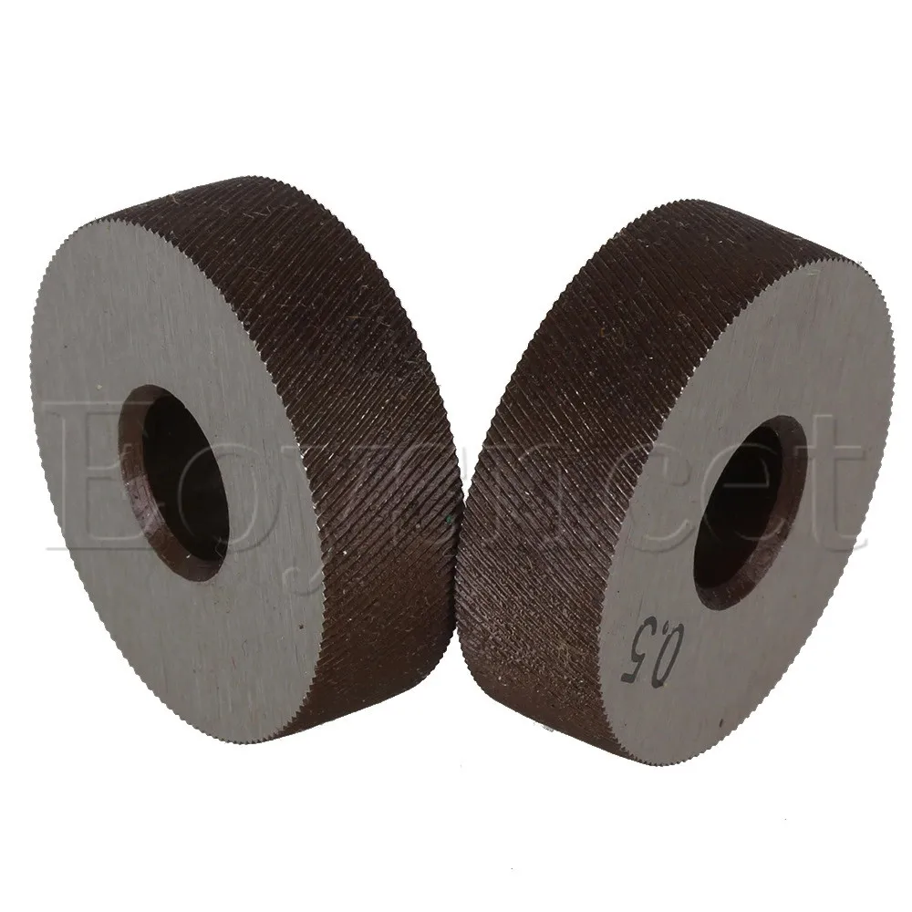 2pcs Metal Knurling Tool Diagonal Wheel Linear Knurl 0.5mm Pitch 8 x 26mm