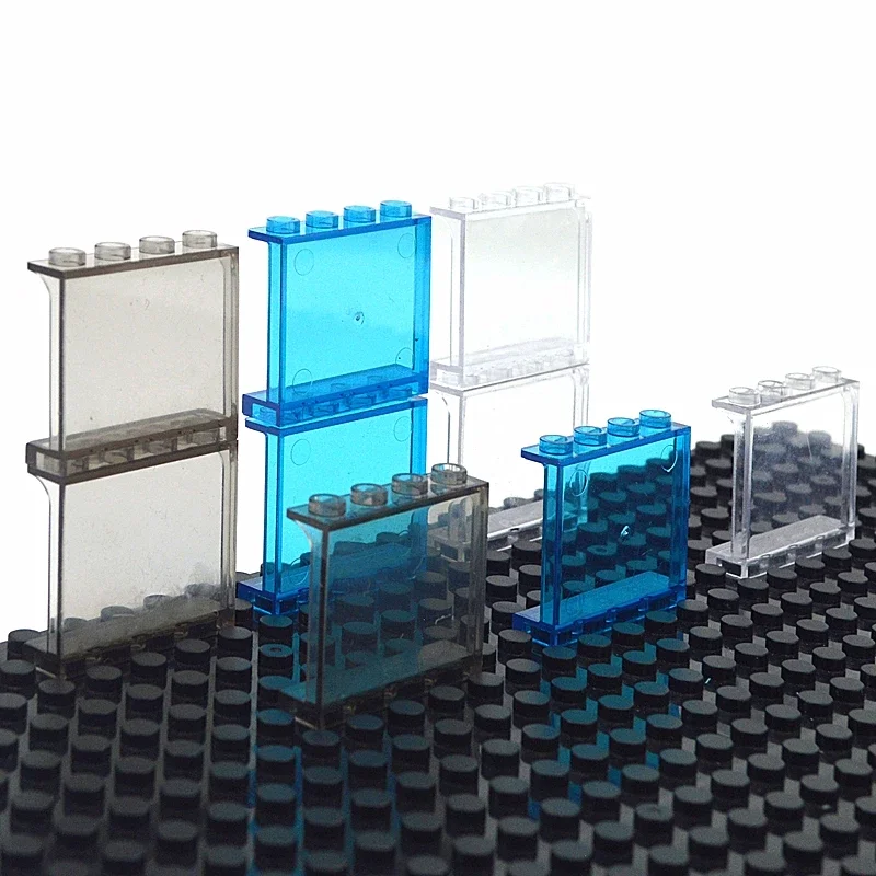 MOC 투명 패널 1x4x3 도트 창 벽 집 건설 액세서리 DIY 하우스 벽돌 장난감 부품 호환 60581 87544