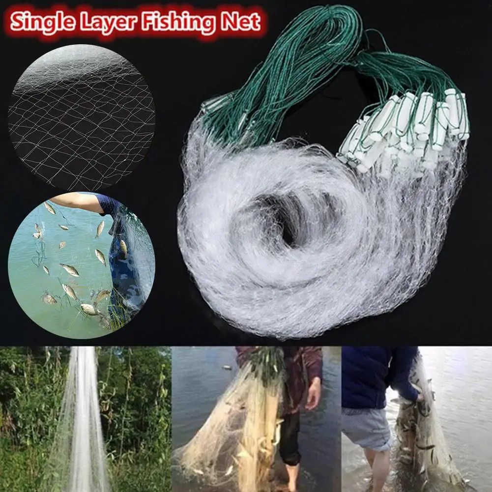 Fishing Net Single Mesh Nylon Float Trap Monofilament Gill Net Fishing Accessories For Hand Casting P0H7 fishing net