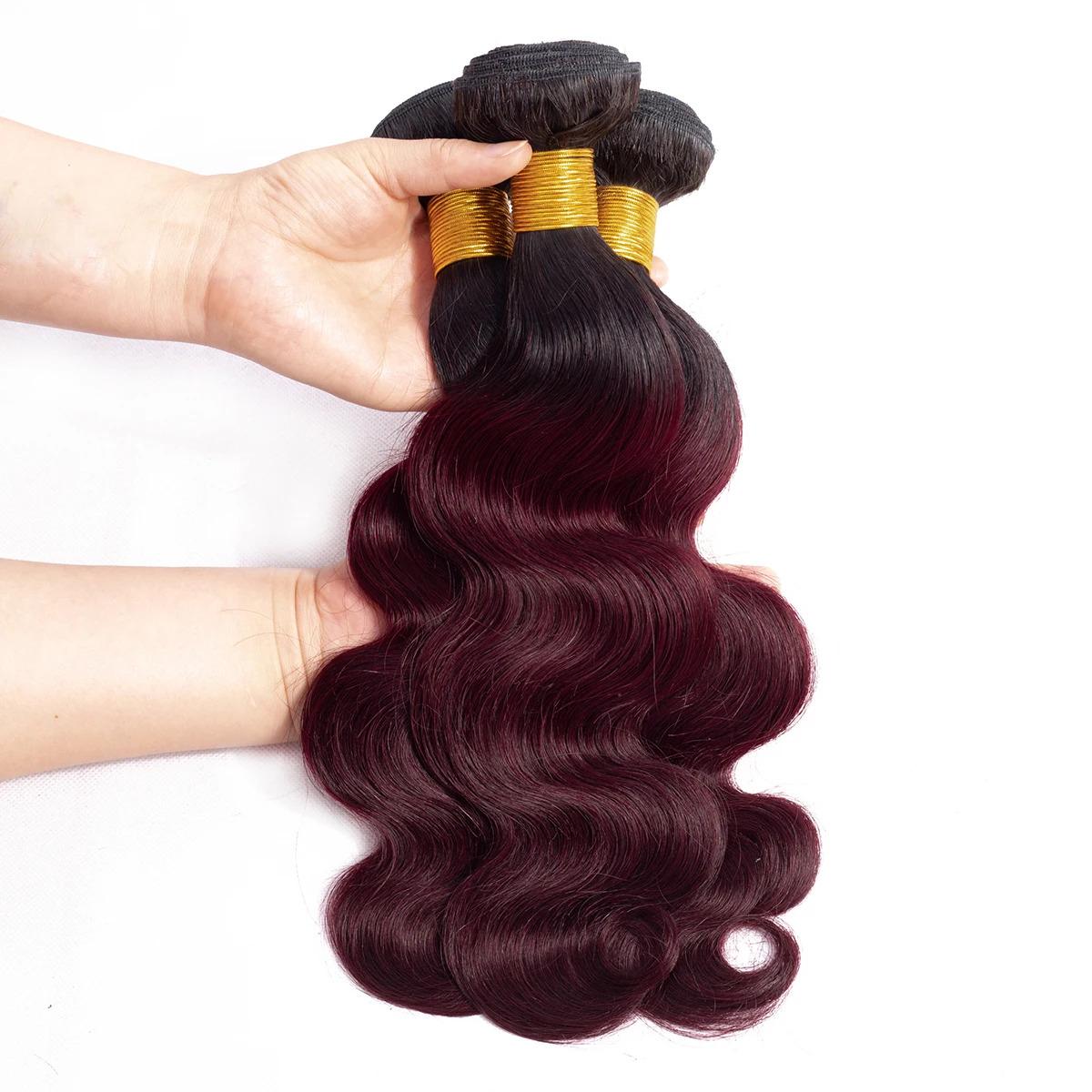 T1B/99J-Body-Wave-Human-Hair-Bundles-Remy-Straight-Hair-Weave-Ombre-Burgundy-Hair-Extensions-Unprocessed