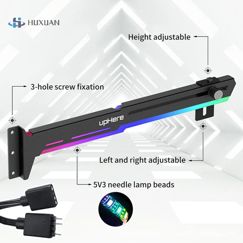 VGA 그래픽 카드 지지대 GPU 브래킷 프레임, RGB 발광 오염 램프 장식 컴패니언 5V ARGB AURA SYNC, 1 개
