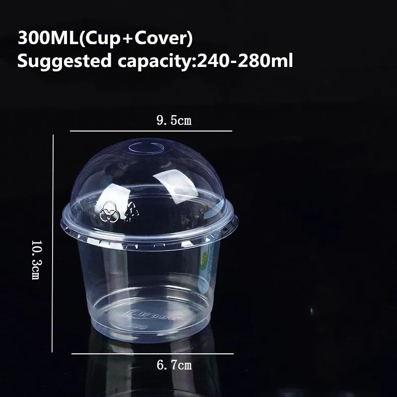 Plastic Cups Dessert Cups Plastic Dessert Cups 50pcs 250ML 300ML Pudding Cups Lids Plastic Boxes Ice-Cream Mousse Dessert Picnic Party Packing