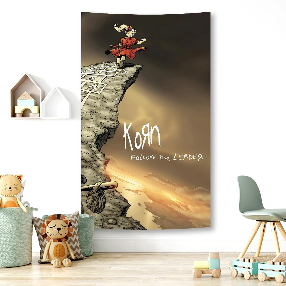 

American New Metal Music Band Korns Tapestries Bohemian Hippie Background Cloth Art Bedroom Decoration Aesthetic Room Decor