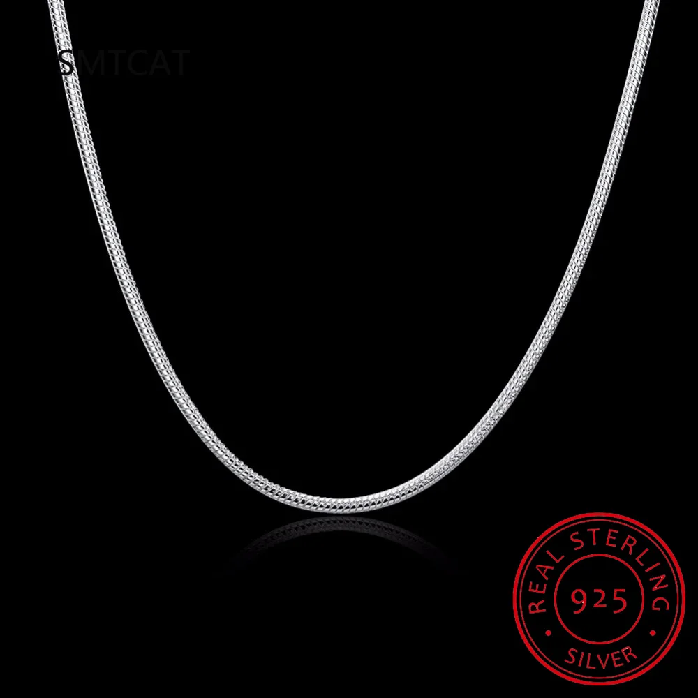 925 Silver 2mm Round Snake Chain Necklace 40cm 45cm 50cm 55cm 60cm 65cm 70cm 75cm Women Men silver necklace