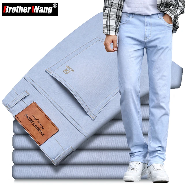 2023 CHOLYL New Light Blue Skinny Jeans Men Spring Summer Slim Denim Jeans  Men Cotton Elastic