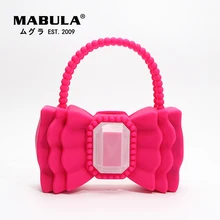 

MABULA Jelly Color Bow Tote Handbag Eco ABS Simple Women Stylish Wedding Evening Purses
