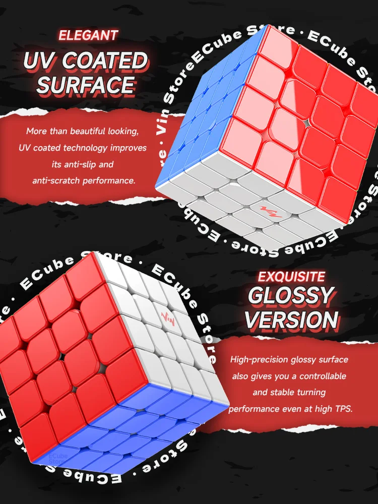 [Picube] VinCube 4M 4x4x4 Magnetic UV Vin4 MGC Designer Newest Magic Speed Cube Stickerless Professional Fidget Toys 5