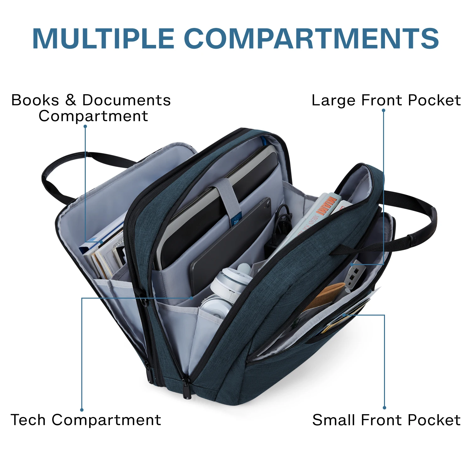 Bagsmart-bolsa Expansível para Laptop para Homens e Mulheres Maleta para Computador Bolsa de Ombro Trabalho Negócios Viagens Escritório 17.3 Polegada - Imagem 6