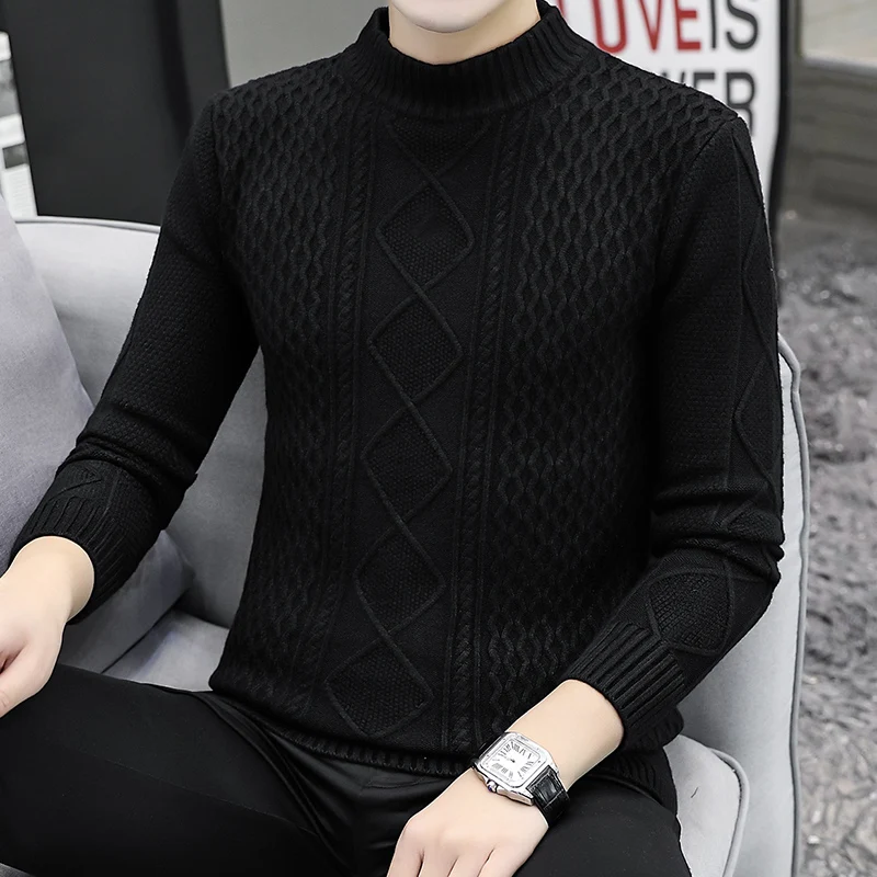 

Winter Turtleneck Warm Sweater Men Turtleneck Brand Men Sweaters Slim Fit Pullover Men's Knit Male Double Neck NEW
