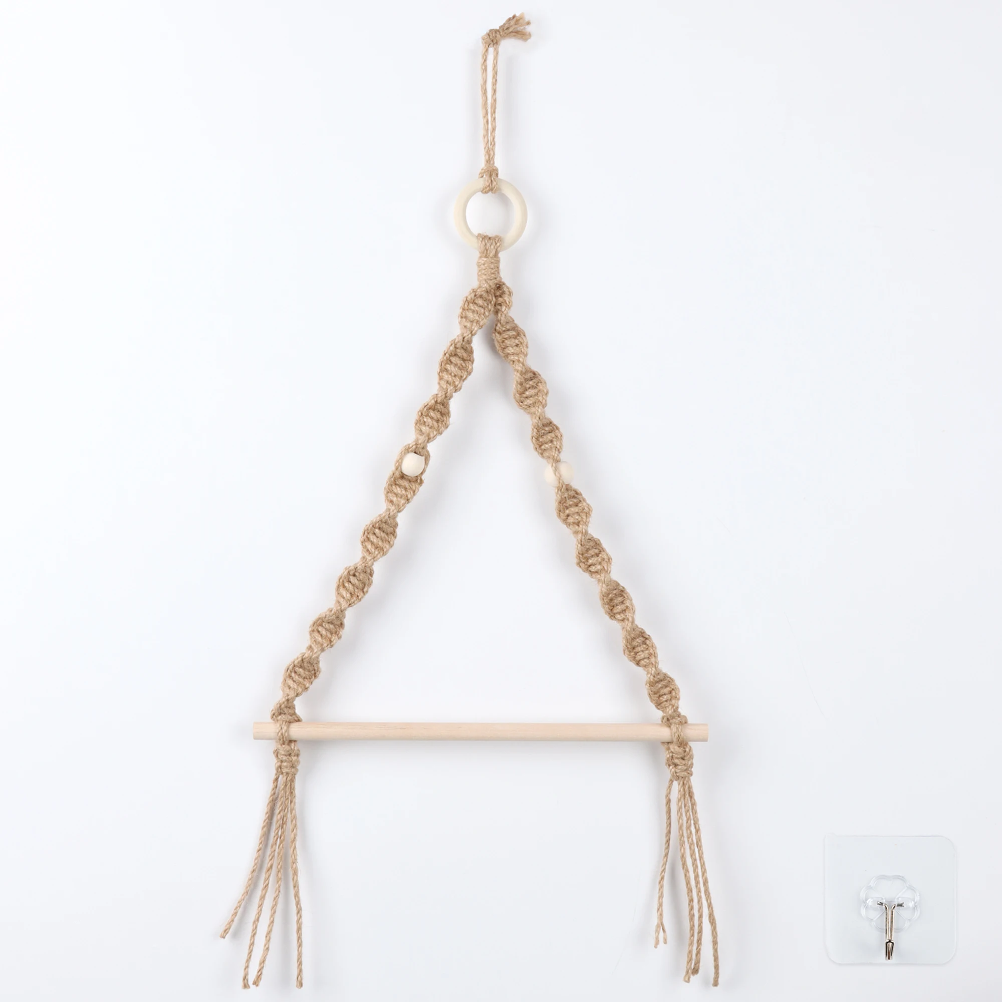 Bohemian Hand-woven Hemp Wall-mounted Wooden Bead Roll Paper Rack Towel Rack Homestay Tissue Storage Wall Home Decoration