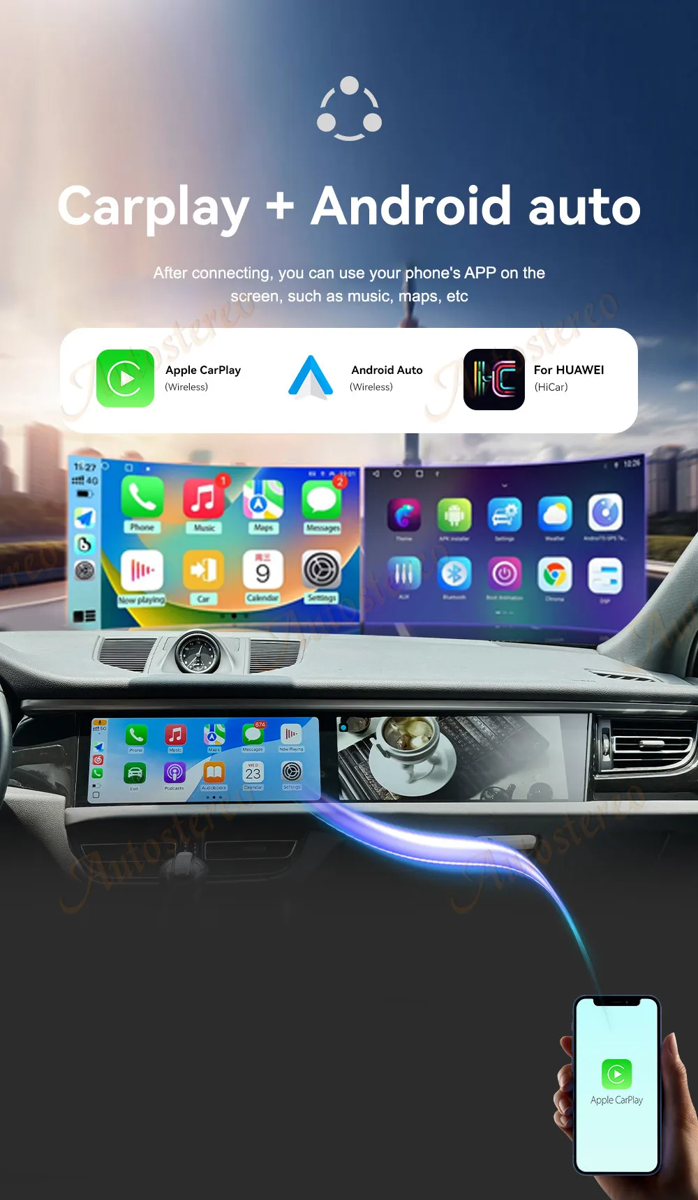 Android Dual Screen For Porsche Macan PCM5 2018-2024 Car Radio Multimedia Playe