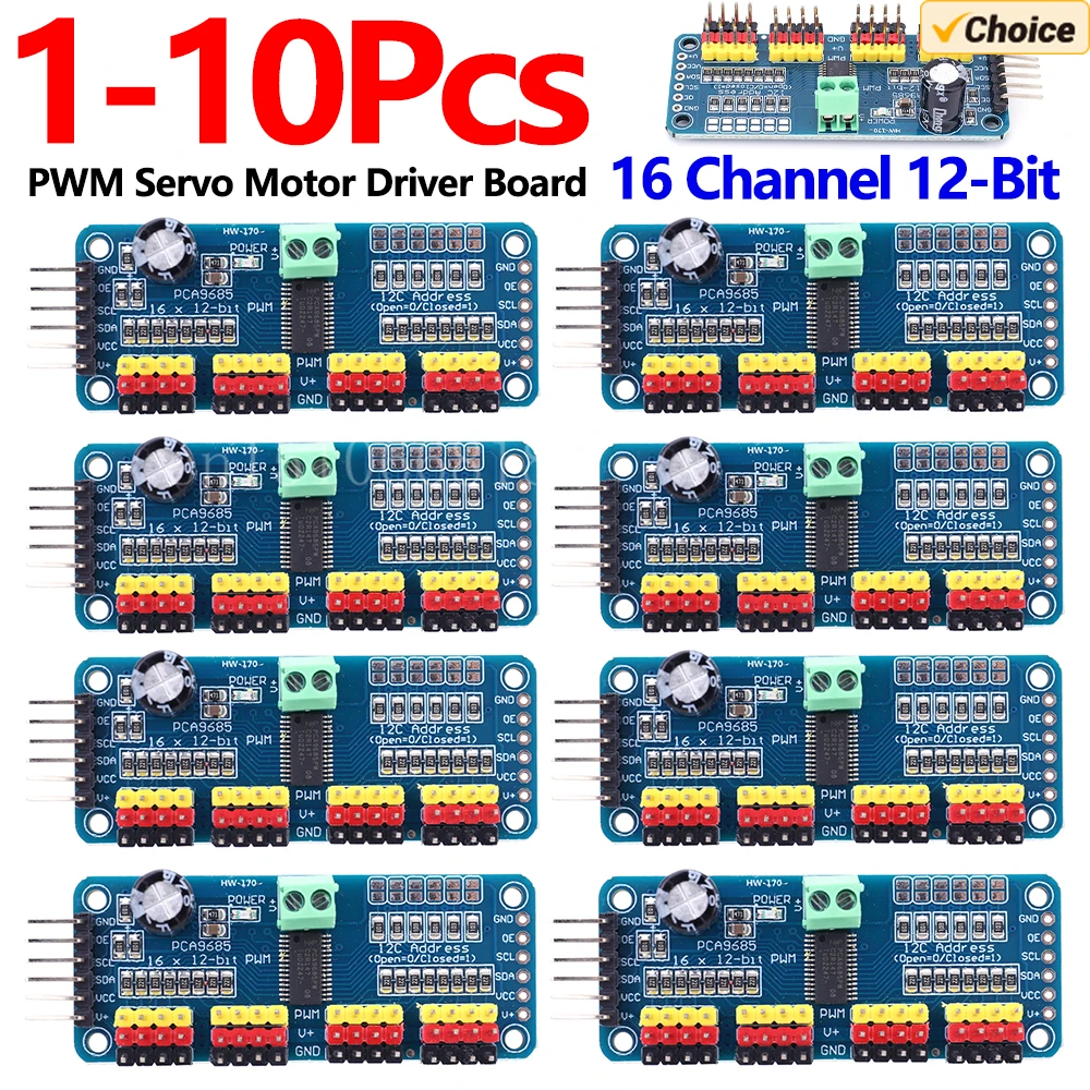 10-1PCS PCA9685 Robot Controller IIC Interface 16 Channel 12-Bit PWM Servo Motor Driver Board for Arduino Robot/ Raspberry Pi