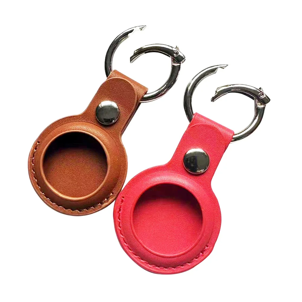 Leather Keychain for Apple Airtags Case Protective Cover Bumper Shell Tracker Accessories Anti-scratch Air Tag Key Ring Holder for silicone airtag case smart tag case airtag case airtag keychain