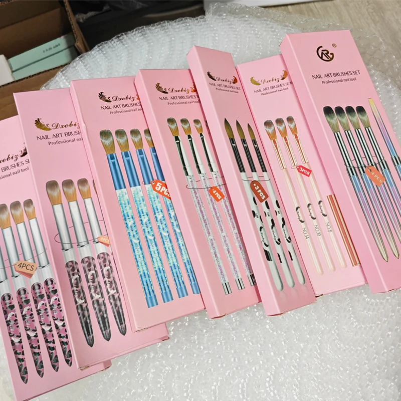 5pcs Kolinsky Acrylic Nail Brush Set Size 6/8/10/12/14 for Acrylic Powder Application Brushes Art Extension Carving Salon Home 2
