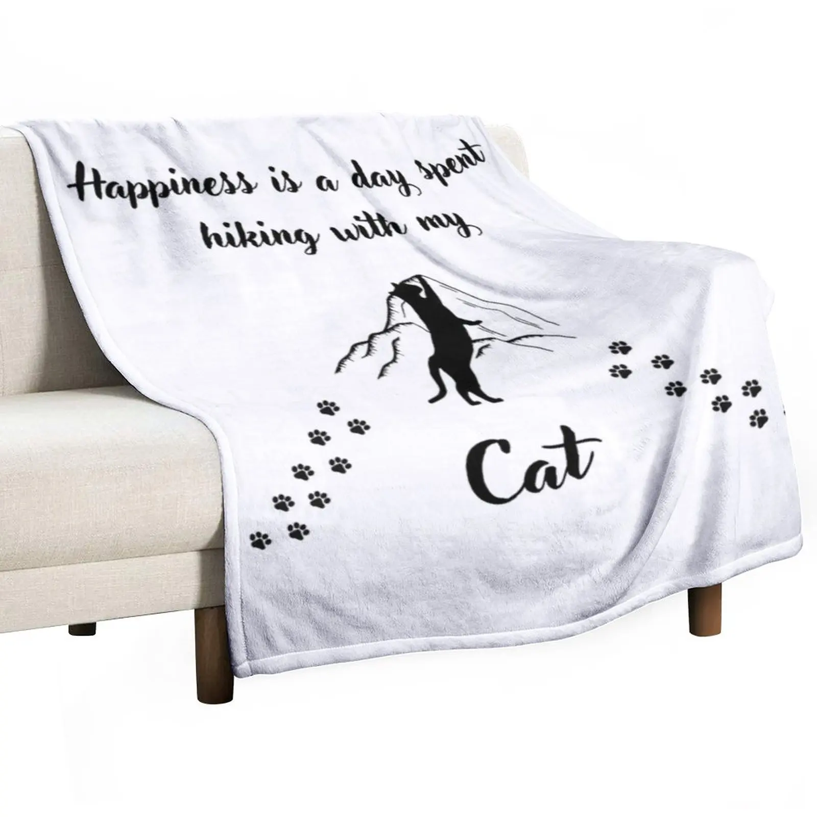 

New Happiness Is A Day Spent Hiking With My Cat Throw Blanket Designer Blankets Warm Blanket Fluffy Soft Blankets