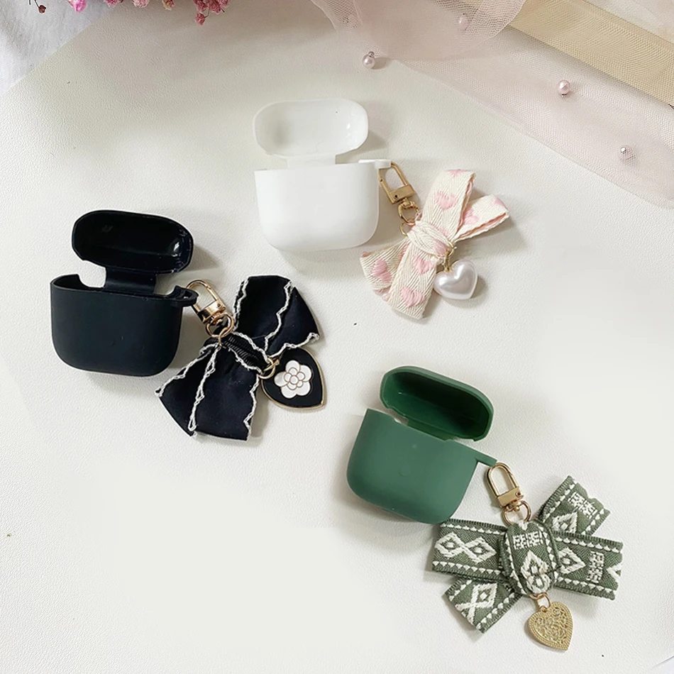 Per Soundpeats Air 3 Custodia Luxury Flower Canvas Portachiavi Ciondolo Custodia Protettiva In Silicone Per Auricolari