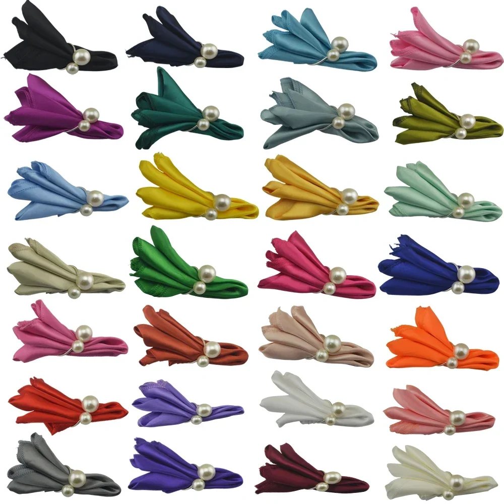 Square 30x30cm satin napkins perfect for wedding graduation dinner parties restaurant coffee cake tea towel satin napkins 50pc