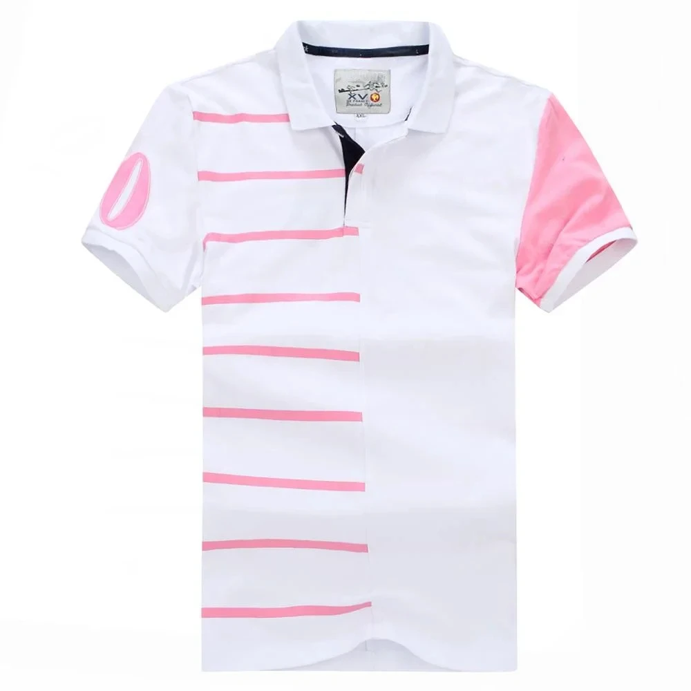 

Top Selling POLO Mens Short Homme Printed Striped Cotton Shirt Summer Male Plus Size M To 3XL Polos Shirt Men Camisa Masculina