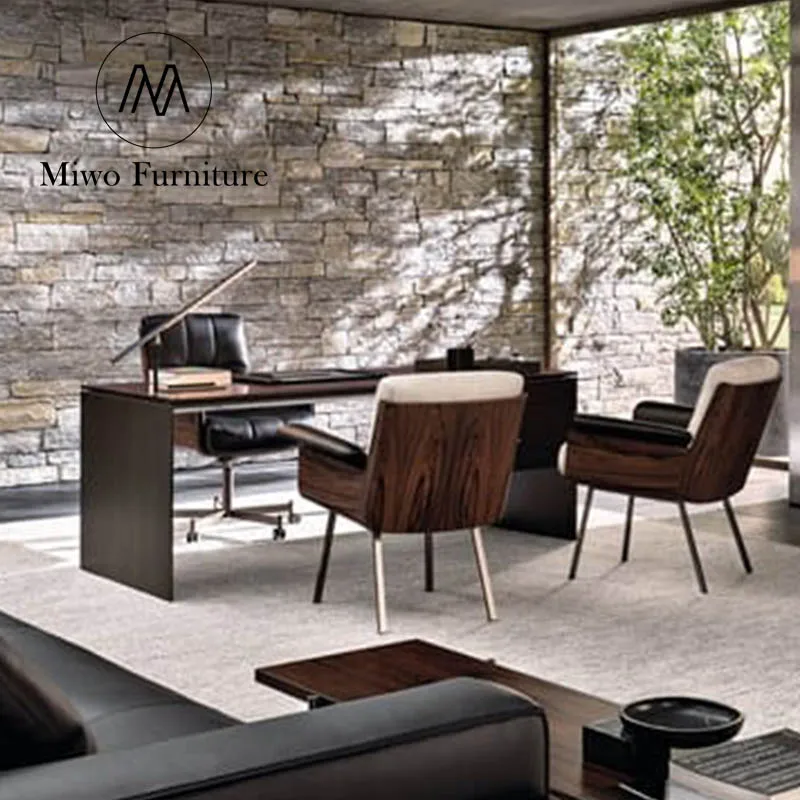 Home Office Desk Chair Modern Design Italian Wooden Work Desk Office Table Furniture Set With Drawer Cabinet Computer