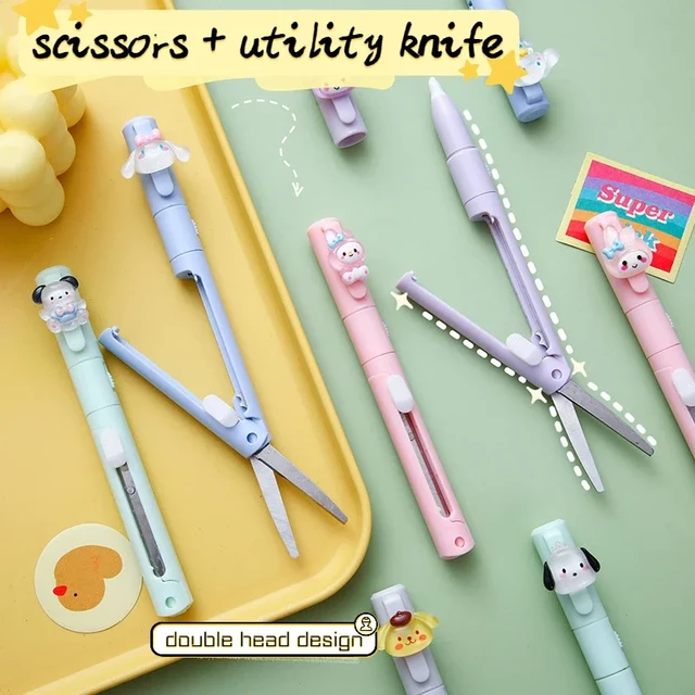 1Pc Kawaii Scissors Korean Fashion Cute Cartoon Animal Stationery Scissors  DIY Scrapbook Cutting Paper Scissors Student Supplies