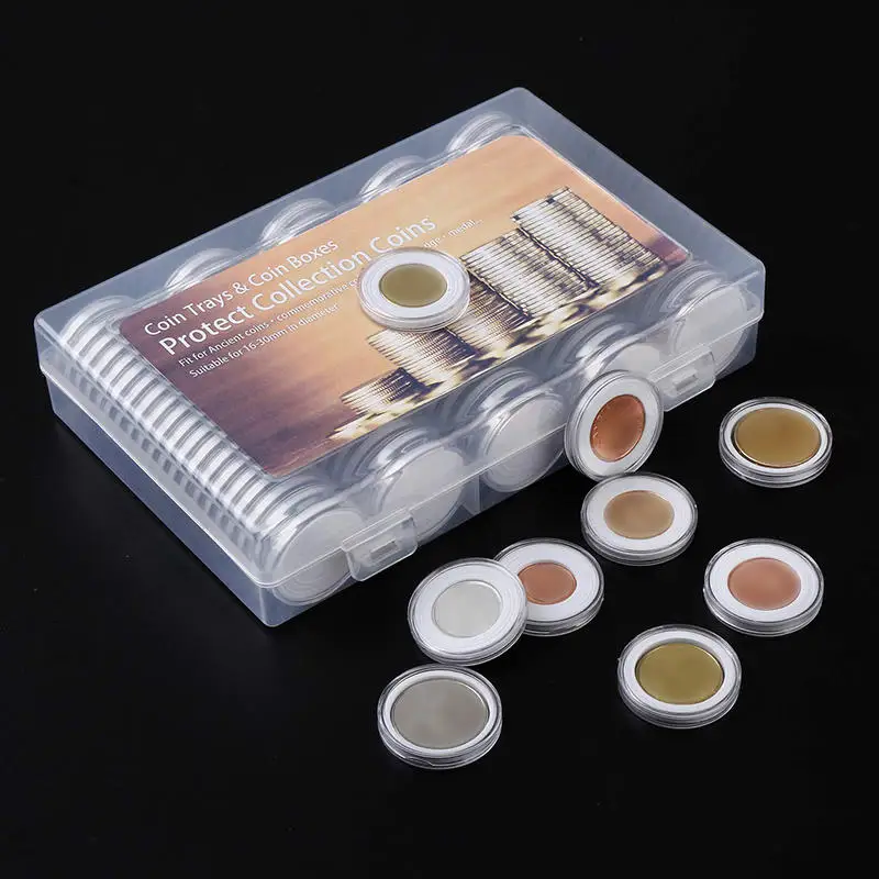 30mm transparent coin cases coins storage capsules protection box container holder coin collecting box case 100pcs coin wallet