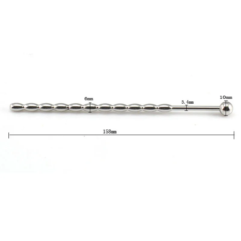 6mm/8mm Beads Urethral Plug Penis Dilator Cock Sounding Rod Stainless Steel Penis Sound Insert Cock Plug BDSM Sex Toys For Men