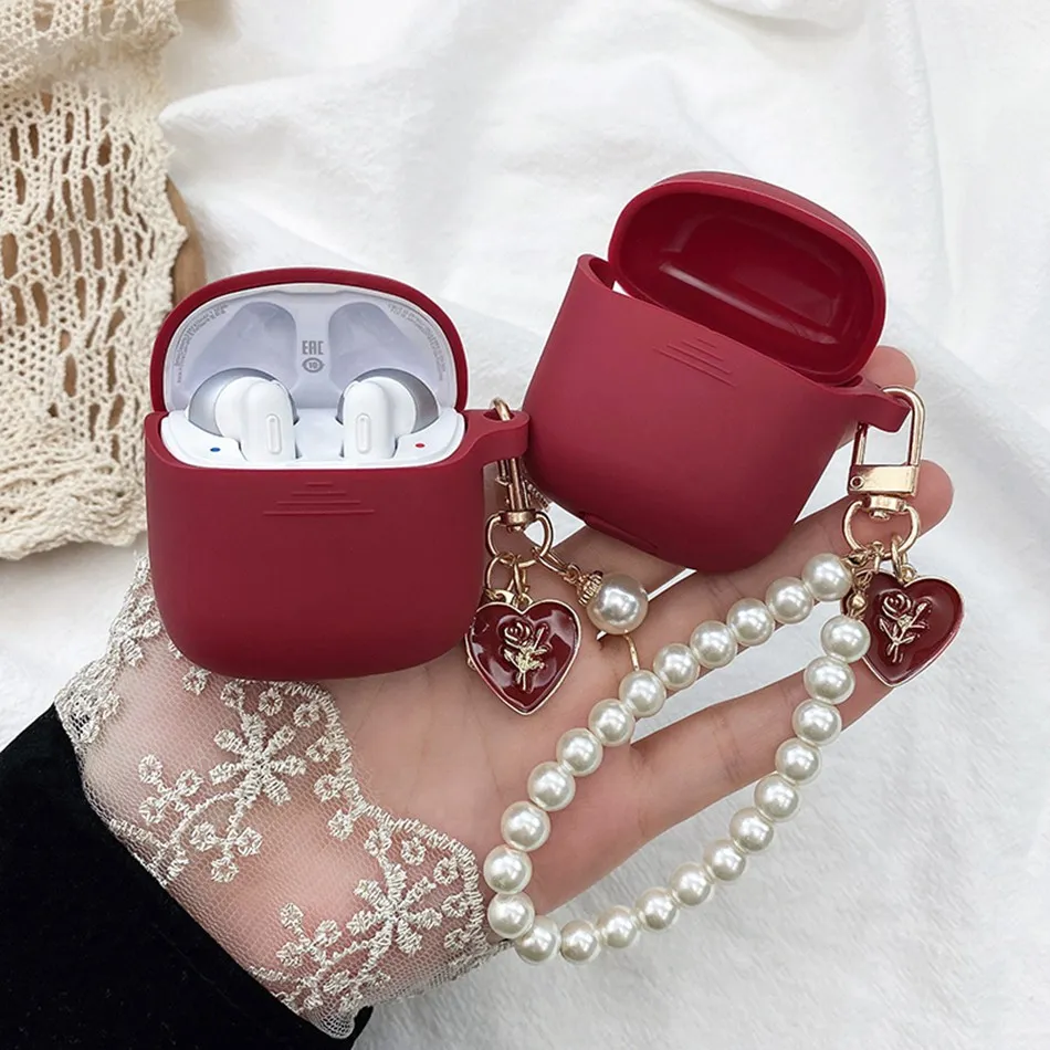 Per Jbl Tune 225 / Tune 220 Caso Di Lusso Vintage Rosa Perla Portachiavi Hearphone Cassa Della Scatola Per Jbl T220 Silicone Morbido Copertura Auricol