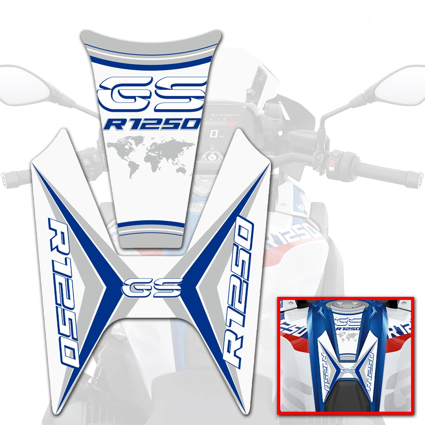 Per Bmw R1250Gs Tank Pad Protector Adventure Trunk Valigie Valigie Parabrezza Paramano R1250 R 1250 Gs Hp Decalcomanie
