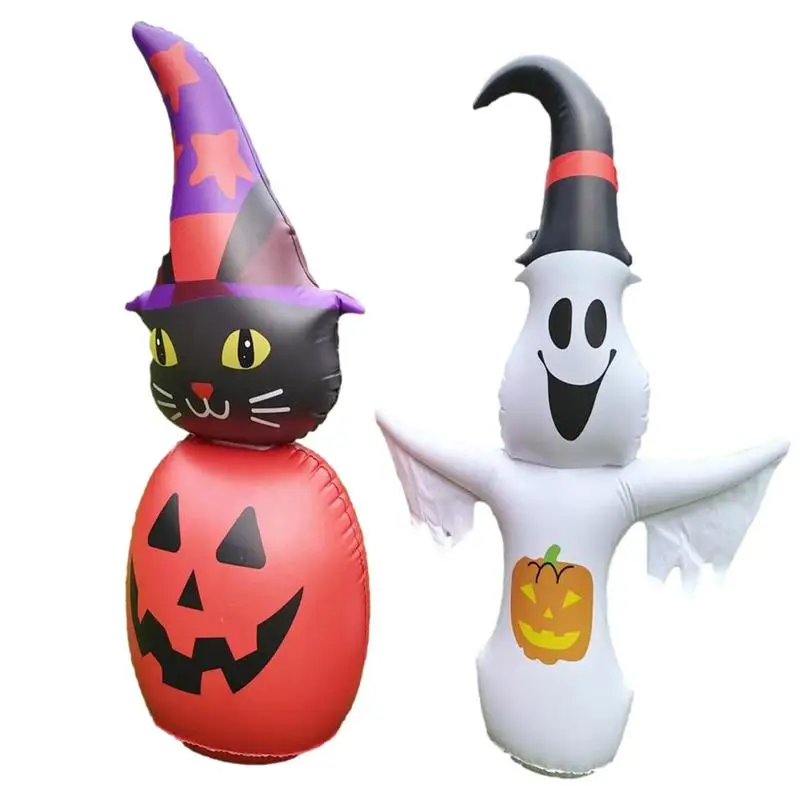 Inflatable Ghost Halloween Decorations Light Up Halloween Inflatable Pumpkin Cat Ghost Glow In The Dark Spooky Halloween Outdoor christmas toys pvc inflatable ring toss game santa claus throwing toys outdoor indoor activities games xmas toys decorations