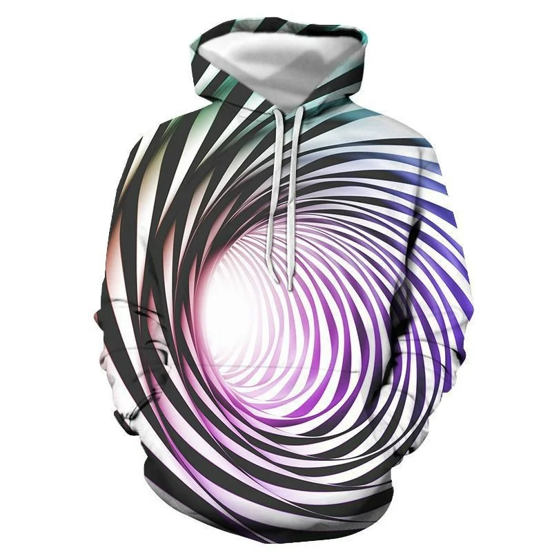 thumbnail image 1 of Sudadera con capucha visual anti-vértigo en blanco y negro para hombre, estampado 3D, patrón abstracto personalizado, ropa de calle, chaqueta informal de moda, 1 of 5