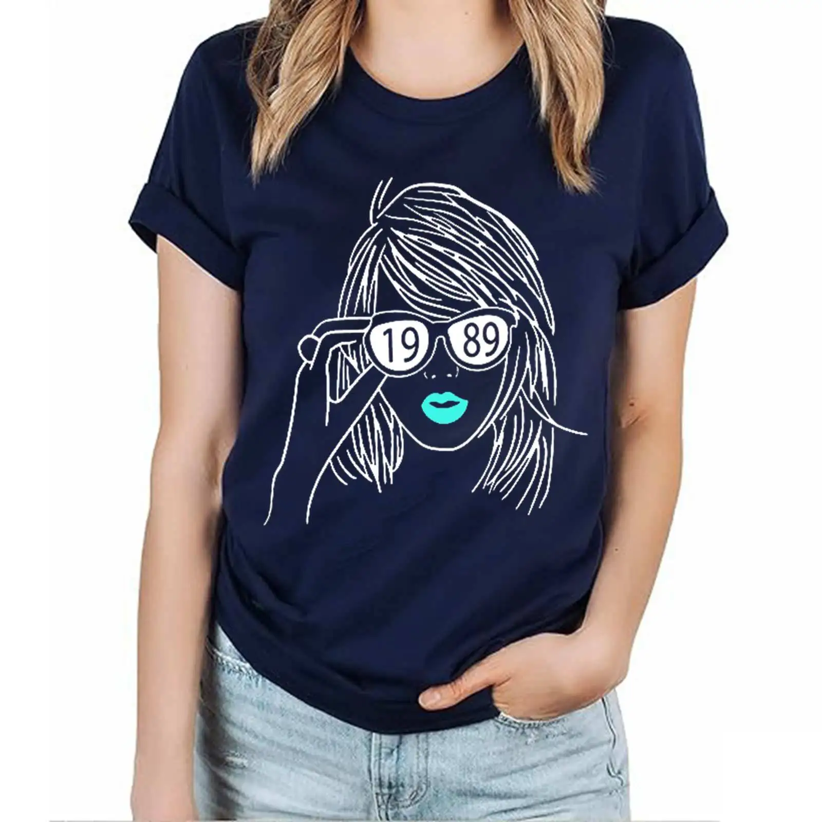 

Summer Women's Fashion Casual Simple Printed Round Neck Short-sleeved T-shirt 1989 Men Clothing Graphic T Shirts One Piece