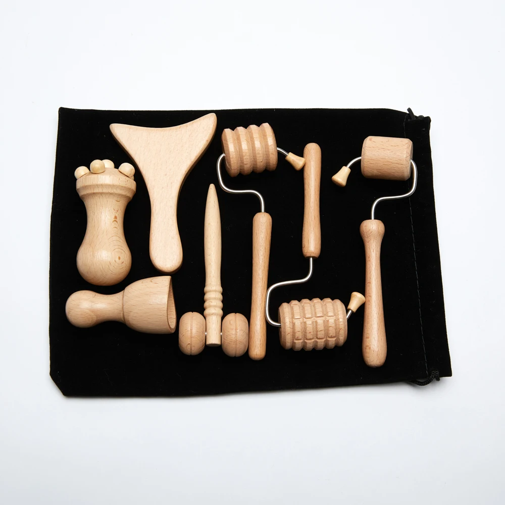 Maderoterapia Wood Therapy Massage Kit Facial Lifting Body Contour Gua Sha Roller Tools Facial Skin Scraping Skin Care Massager