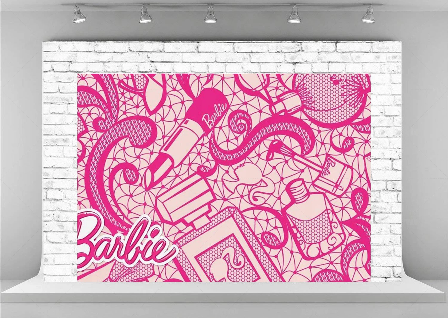 Barbie Pink Birthday Party Party Decoration Background Princess Girl Birthday Banner Cake Table Photography Portrait Photo Props