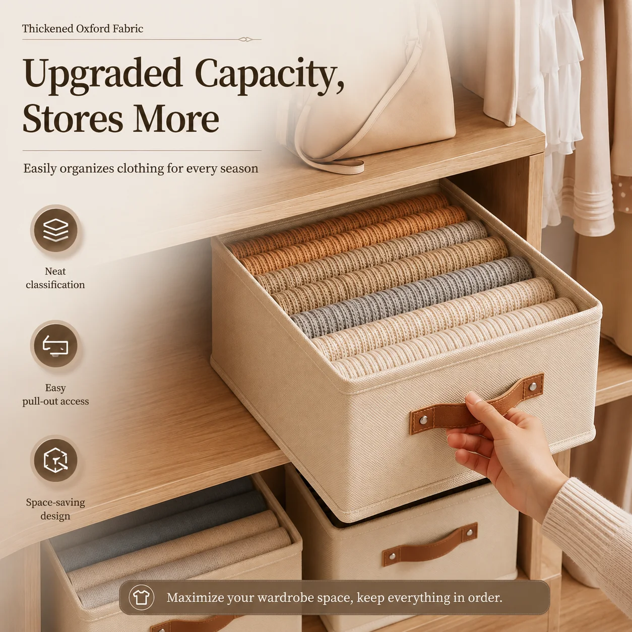 Large Foldable Oxford Fabric Storage Box with Handle