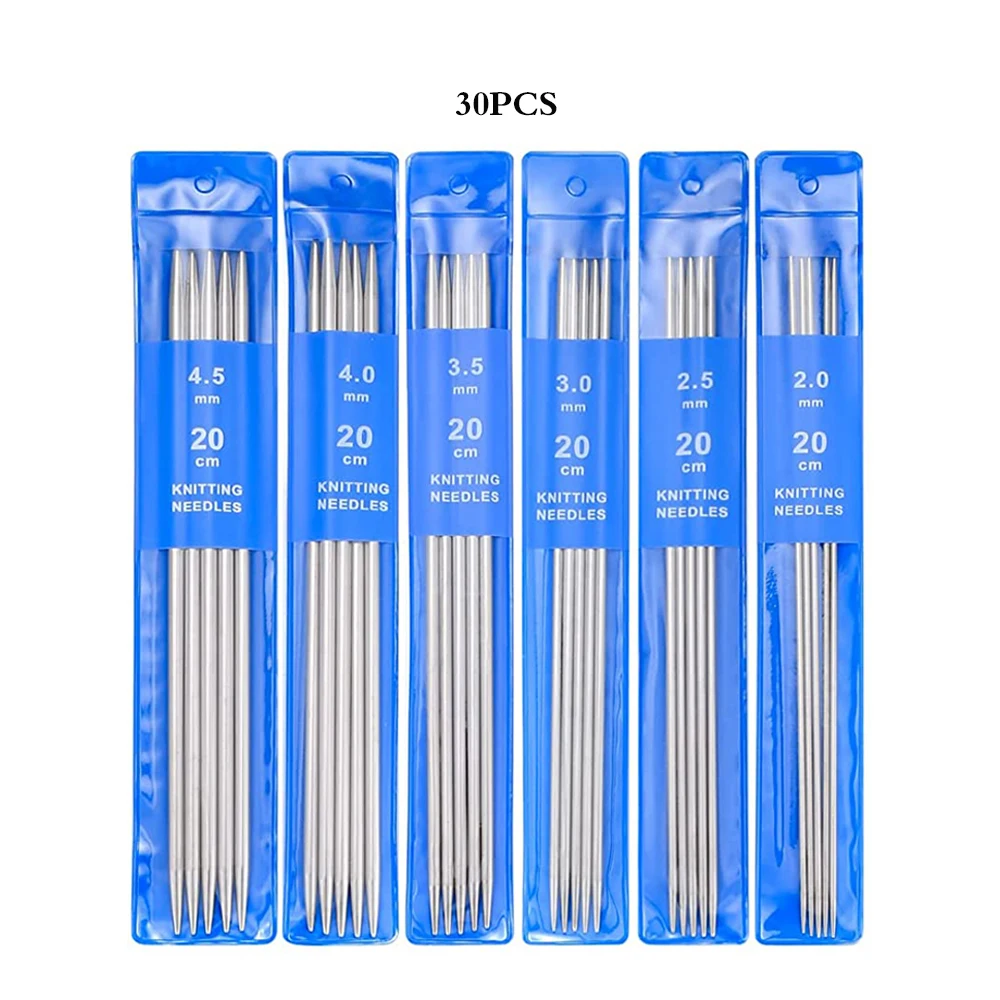 Premium Stainless Steel Double-Pointed Knitting Needles Set (20cm)