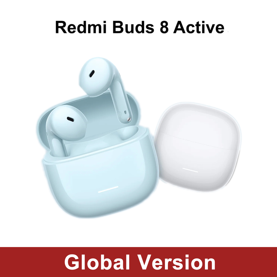 Global Version Redmi Buds 8 Active Semi-in-ear design 14.2mm driver Clear calls with dual-mics Now with AAC codec Up to 37 hours