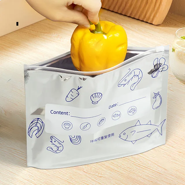 Sacs de conservation des aliments frais en feuille d'argent, 30 pièces, réutilisables, évite le gel léger, sac à fermeture éclair, stockage de Steak de fruits, sacs de fraîcheur 4